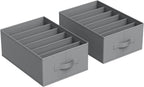 SONGMICS Set of 2 Large Size Wardrobe Clothes Organizers, 6-Compartment Foldable Drawer Organizers with Handles, 16.5 x 11.8 x 6.7 Inches, for Pants, Sweaters, Jeans, Dove Gray URUS009G02