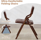 2-Pack Folding Dining Chairs with Cushion,Faux Leather Padded Foldable Dining Chairs,Portable Wooden Folding Chairs for Dining Rooms Kitchen Wedding and Party Indoor Brown