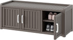 KAMABOKO Shoe Storage Cabinet Waterproof UV-Resistant, Entryway Storage Bench Indoor Outdoor with 3 Barn Doors, Adjustable Shelves for Entryway, Bedroom, Hallway,Living Room(Grey)