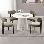 LukeAlon Chenille Dining Chairs Set of 4, Modern Upholstered Armless Kitchen Chairs with Black Metal Legs Curved Back Dining Room Chairs Reception Chair for Living Room Office, Green