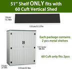 EHHLY Vertical Resin Storage Shed with 2 Shelves, 60 Cuft Garden Tool Sheds & Outdoor Storage, Plastic Outdoor Storage Cabinet Waterproof, 4.5 x 2.3 ft Outside Lawn Mower Storage Shed, Light Grey