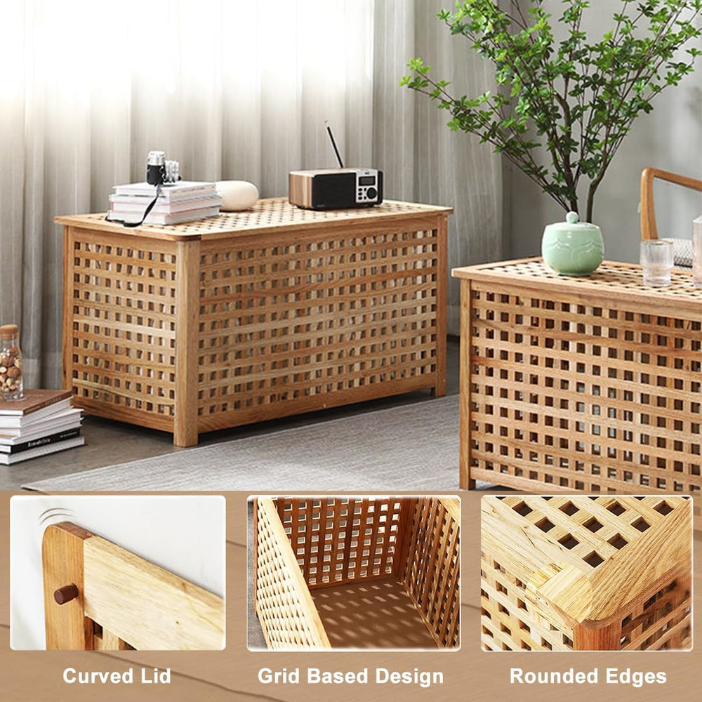Solid Wood Entryway Bench with Storage, storage chest with Removable Bag | La...