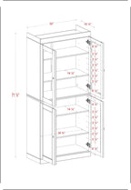 Palace Imports Solid Wood Tall Pantry Cabinet – 71.5" H x 32" W – Navy Blue Wooden Storage Cabinet for Kitchen w/Clear Glass/Shaker Doors, 4 Adjustable Shelves, 100% Eco-Friendly Wood, Made in Brazil