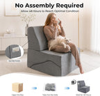 Yoga Chaise Lounge Chair Indoor, 3-in-1 Convertible Boneless Couch Bed | Corduroy Floor Sofa with Memory Foam, Zero Gravity Curved Design, No Assembly Required, for Bedroom, Living Room, Reading