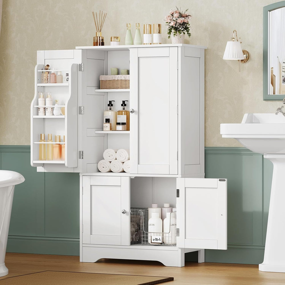 TEENFON 43'H Pantry Cabinet with 4 Doors, Kitchen Cabinet with 6 Door She...