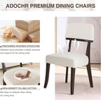 Modern Wood Dining Chairs Set of 2, Velvet Upholstered Kitchen Chairs with Open Curved Backrest & Black Hardwood Legs for Vanity, Living Room, 350 LBS Capacity, White