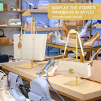 Purse Display Stand, 3 Pack Purse Stands for Display, Gold Heavy-Duty Steel Handbag Hanger Adjustable Bag Holder Purse Rack for Retail, Boutiques, Shop RCS 50% Recycled post-consumer metal