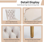 Luxury Upholstered Dining Chairs Set of 8, Beige Kitchen Chair with Golden Metal Legs, Velvet Tufted Back Dining Chair, Sillas de Comedor, Modern Kitchen & Dining Room Chairs (Beige, 8 Pcs)