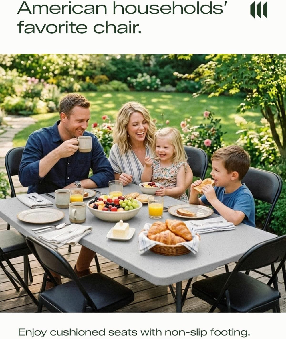 Folding Chair 4 Pack, Comfy PU Leather Padded Folding Chairs for Outside and ...