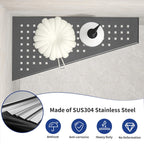 Corner Shower Shelf, 12" Trapezoid Grout in Shelf 304 Stainless Steel Grid Design Recessed Bathroom Shelf for Tiled Wall (Gunmetal, 12"-2 Pack)