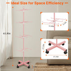 Retail Display Stand Rotating Display Stand 4 Tier Spinning Display Stand for Craft Shows, Jewelry, Keychain, Earring Adjustable Height Retail Display Racks (Pink)