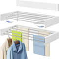 Vikaqi Wall Mounted Foldable Clothes Drying Rack, 32-Inch Wide, 5 Stainless Steel Rods, Space-Saving Laundry Drying Rack with Wall Template, White