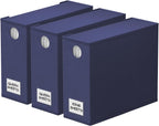 SpaceAid 3 Pack Bed Sheet Organizers and Storage, Foldable Sheet Organizer for Linen Closet, Sheets Set Folder Keeper with Window XL (Queen & King Size) Bedding Container (Navy Blue, 3 Pack)