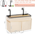 Bedside Storage Organizer 5 Pockets with 4 Hooks Hanging Storage Bag for Headboards/Bunk Bed (Beige)