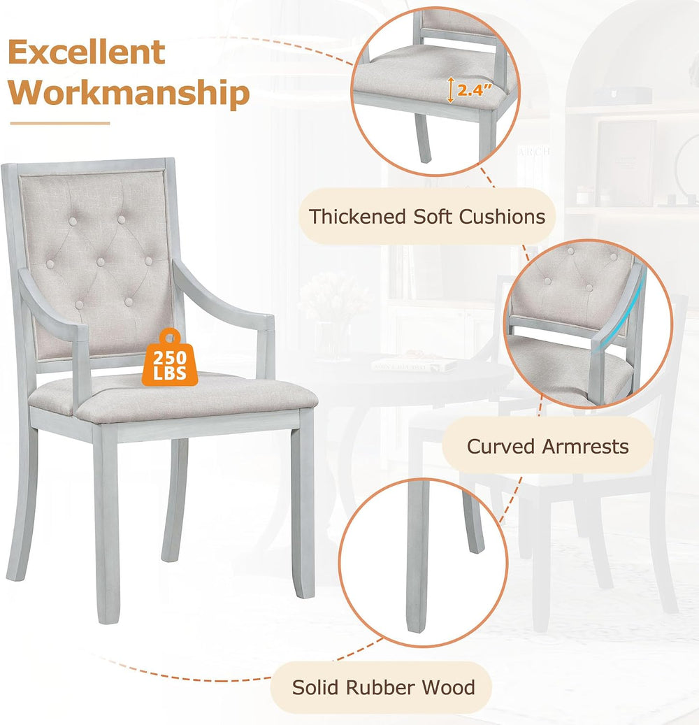 Knocbel Extendable Dining Table Set for 4-6, Round Oval Dining Table with 4 C...