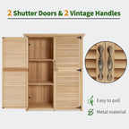MCombo Outdoor Storage Cabinet, Wooden Storage Shed with Latch, Outside Garden Tool Shed with 2 Doors for Patio Yard Lawn, 1900 (Natural, Large)