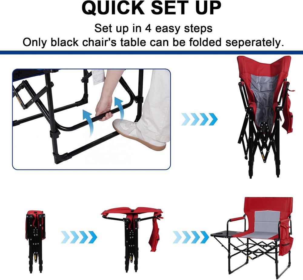 Romswi 2Pack Director Chairs for Outdoor, Folding Camping Chair, Compact Dire...