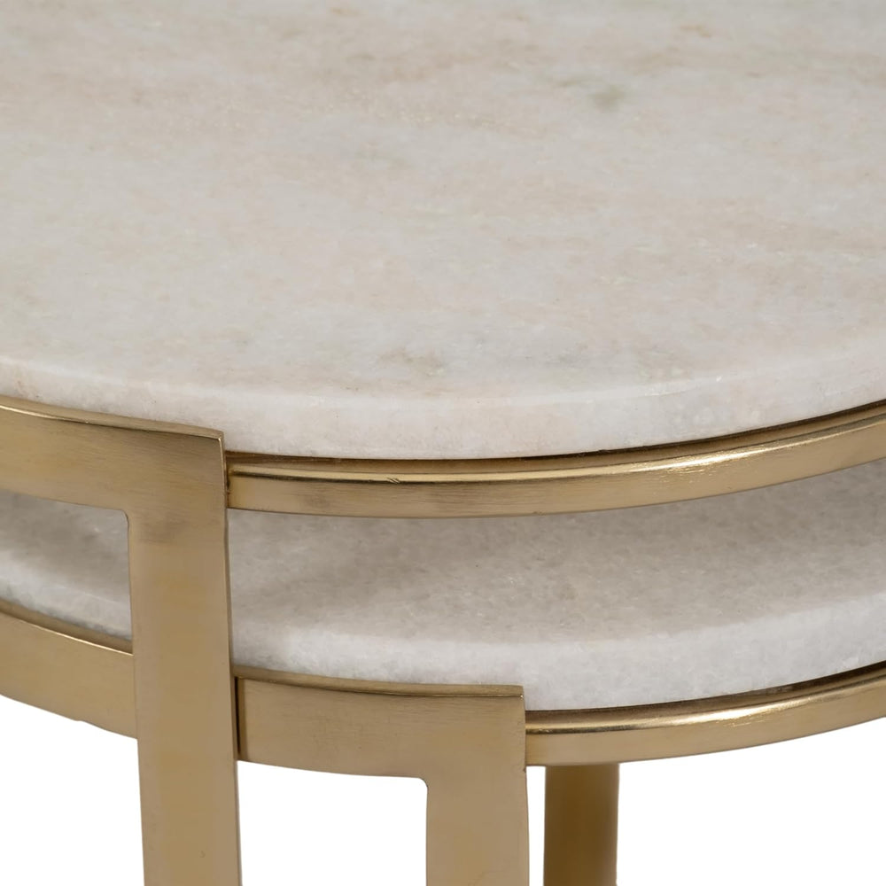 Elegant End Table, Side Table, or Night Stand for Room Decor - Round Metal Ac...