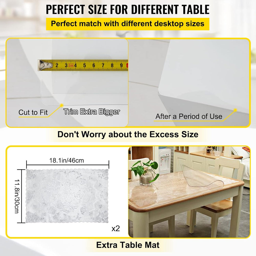 VEVOR Clear Desk Cover Protector, 40 x 80 inch, 1.5 mm Thick Plastic Clear De...