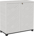 ADDOK Indoor Outdoor Plastic Storage Cabinet 34"x15"x34" with 1 Shelf, Outdoor Storage Shed for Living Room, Hallway, Balcony, Garage, Garden, Backyard-White