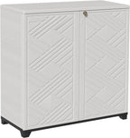 ADDOK Indoor Outdoor Plastic Storage Cabinet 34"x15"x34" with 1 Shelf, Outdoor Storage Shed for Living Room, Hallway, Balcony, Garage, Garden, Backyard-White