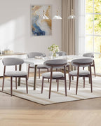 Dining Room Chairs Set of 2, Upholstered Farmhouse Dining Chairs, Modern Fabric Kitchen Chairs with Solid Wood Leg,Light Grey