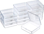 SATINIOR 24 Packs Small Clear Plastic Beads Storage Containers Box with Hinged Lid for Storage of Small Items, Crafts, Jewelry, Hardware (3.7 x 3.7 x 1.18 Inches)