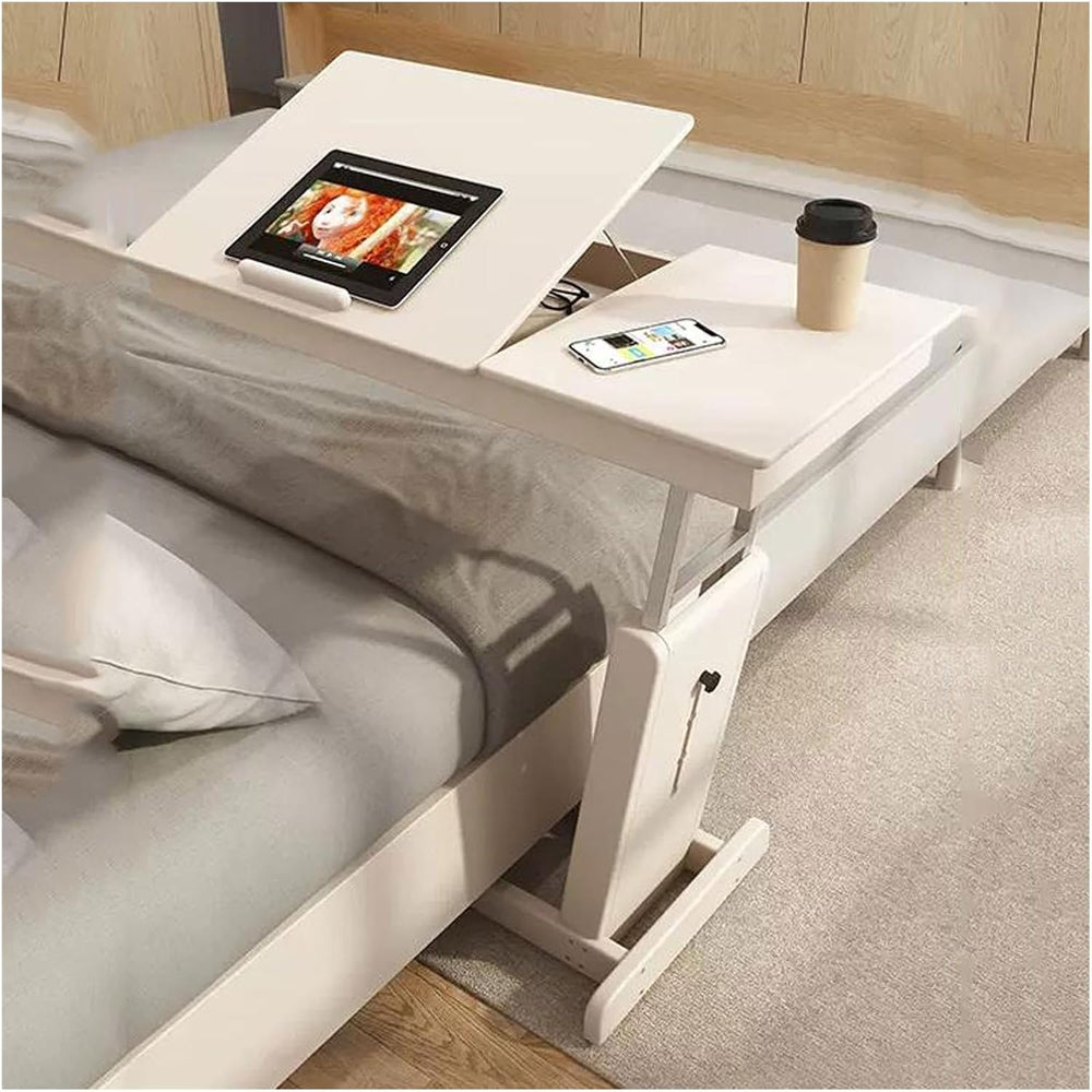 Coffee Table Height Adjustable C Shaped End Table, Foldable Couch Desk with T...