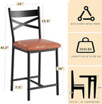 GarveeHome Bar Stools Set of 4, Counter Height Bar Chairs with Back and Thick Cushion, Upholstered Dining Chairs with Padded Seat, Barstools for Kitchen Island, Bar, Dining Room, Modern Brown