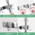 3 Pack Broom Holder Wall Mount 3 Racks 4 Hooks Stainless Steel Broom Mop Holder Anti Slip Storage Rack Strong Load Bearing Waterproof Broom and Mop Organizer Wall Hanging for Bathroom Kitchen Garage