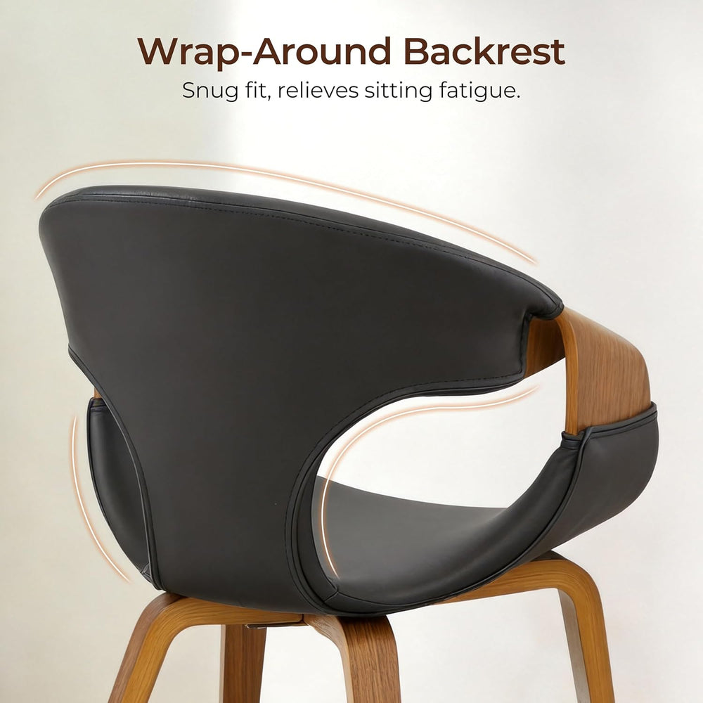 Zouron Swivel Dining Chair, Mid Century Modern Upholstered Desk Chair with Wo...