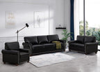 Faux Leather Loveseat Sofa, 59" W Mid Century Modern Couch with Storage, Comfy 2 Seater Sofa with Nailhead Trim & Rolled Armrests, Deep Seat Small Couch for Living Room, Apartment, Office (Black)