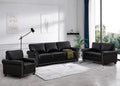 3 Piece Faux Leather Sofa Set,Mid Century Modern Couch and Loveseat Sets with Storage,Comfy Deep Seat Sofa with Nailhead Trim & Rolled Arm for Living Room,Office(Armchair+Loveseat+3 Seater,Black)