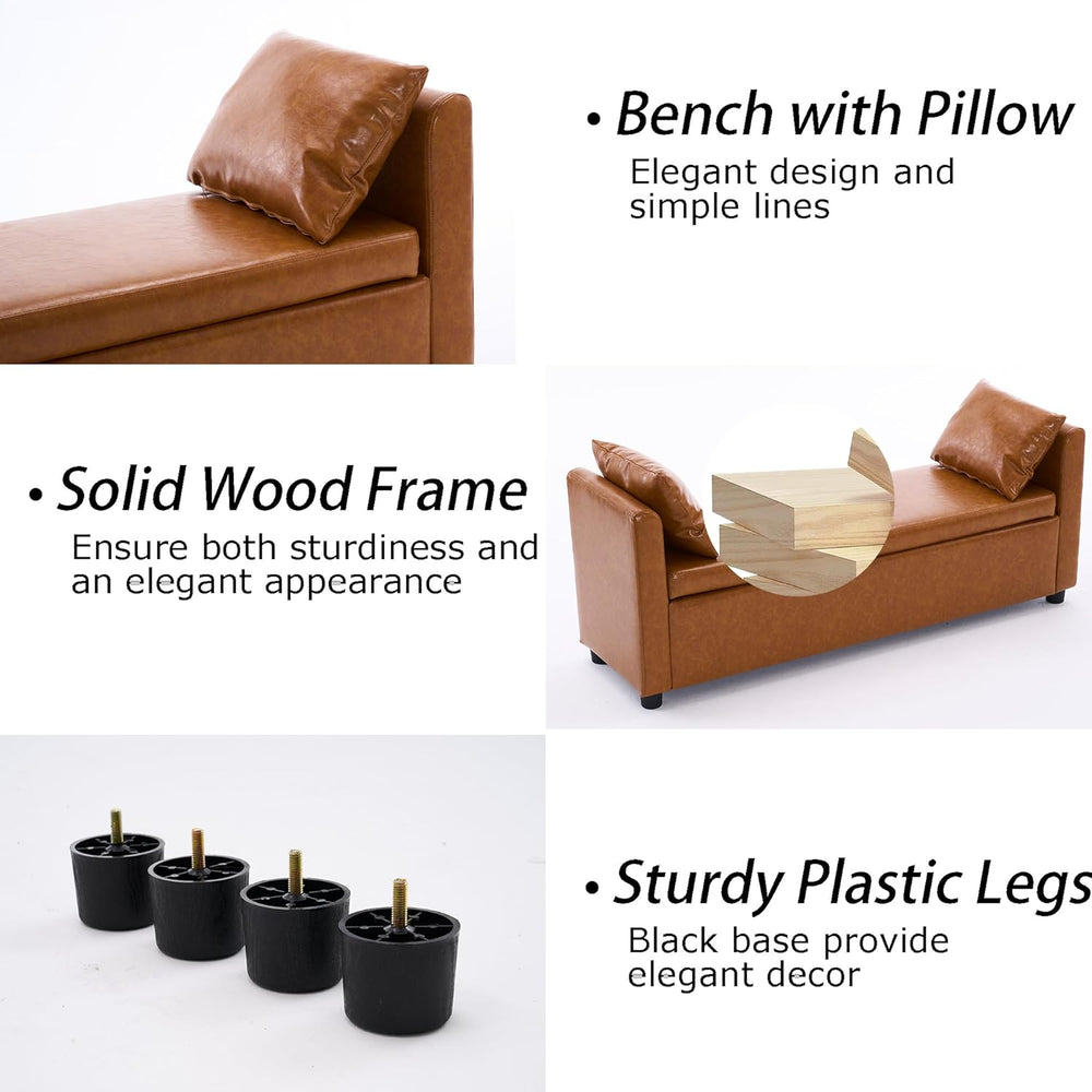 Storage Bench for Bedroom, 55" End of Bed Bench for King Size Bed, Moder...