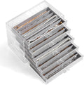 YUFONG Jewelry Organizer with 5 Drawers Clear Acrylic Earring Display Case Velvet Jewelry Storage Box Display Holder for Earring Ring Bracelet Necklace (Gray, 27 Grids)