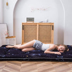 MAXYOYO Japanese Floor Mattress Futon Mattress, 4" Thicken Tatami Mat Sleeping Pad Foldable Roll Up Mat Boys Girls Dormitory Pad Kids Floor Lounger Pillow Bed, Charcoal Grey, Queen Size