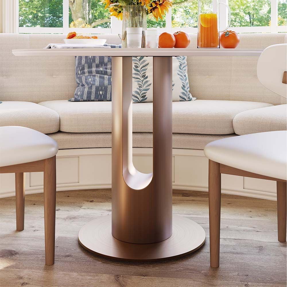 POVISON Round Dining Table, 35" Modern Sintered Stone Kitchen Table for ...