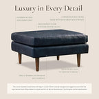 POLY & BARK Napa Ottoman in Full-Grain Semi-Aniline Italian Tanned Leather in Midnight Blue