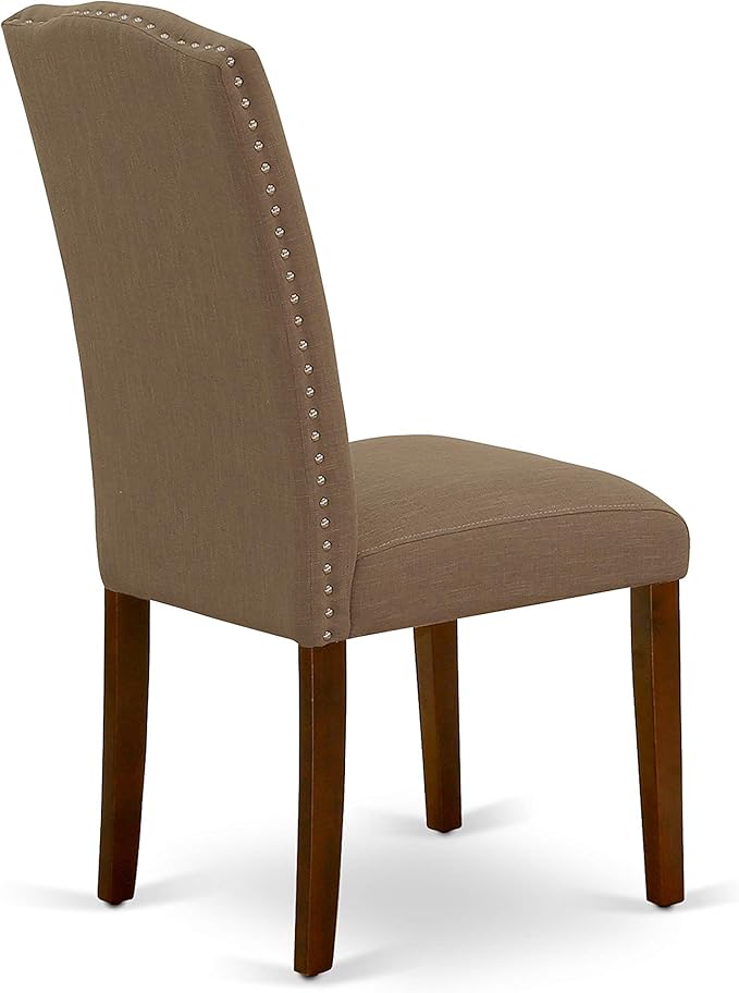 East West Furniture CAEN5-MAH-18 5 Piece Dinette Set Includes a Rectangle Dining Room Table and 4 Dark Coffee Linen Fabric Upholstered Parson Chairs, 36x60 Inch, Mahogany