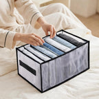 1PCS 7 Grids Drawer Organizers, Folded Clothes Organizer for Closet, Clothing Storage Bins, Washable Foldable Drawer Clothes Compartment Storage Box(Black,35×25×20CM)