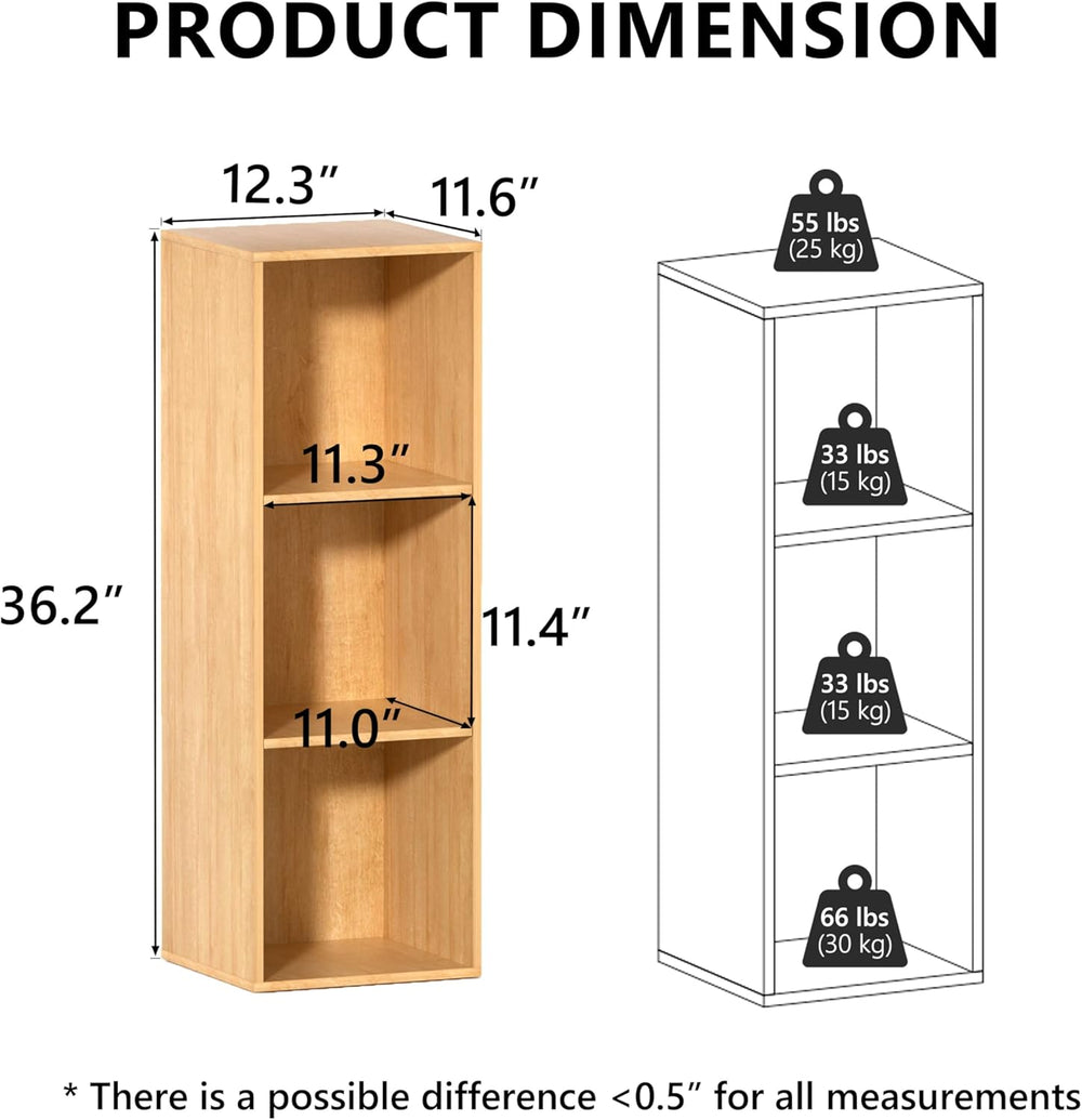 3 Cube Storage Organizer, 3 Tier Cube Low Bookcase Freestanding Storage Displ...