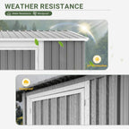 8x6 FT Outdoor Storage Shed with Sloping Roof, Lockable Double Doors & Adjustable Side Door, Weatherproof with Frame Floor, Compact Metal Tool Shed for Garden, Backyard and Patio
