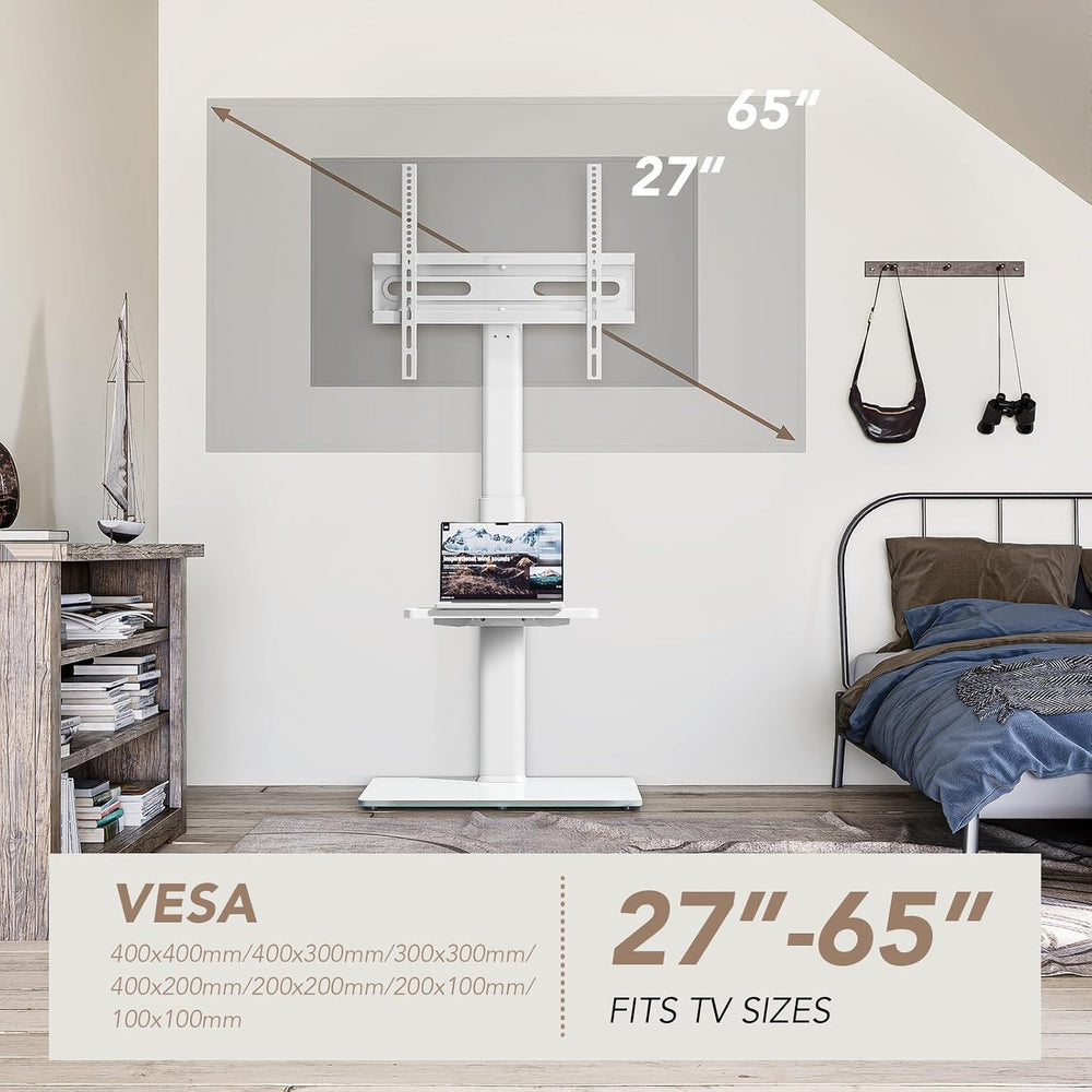 AX WABER Universal Floor TV Stand with Mount 70 Degree Swivel 9 Level Height ...