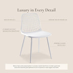 Poly & BARK Marais Modern Dining Chairs Set of 4 – Mid Century Modern Plastic Dining Chair with Metal Legs – Kitchen & Dining Room Chairs – Indoor/Outdoor – White