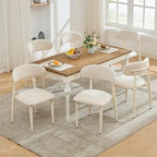 UVV Dining Chairs Set of 2, Metal Kitchen Chairs with Modern Fabric Upholstered for Dining Room, Beige