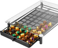 Clear Glass Coffee Pods Storage Drawer Organiser Large Capacity Espresso Pods Holder Stand with Metal Frame