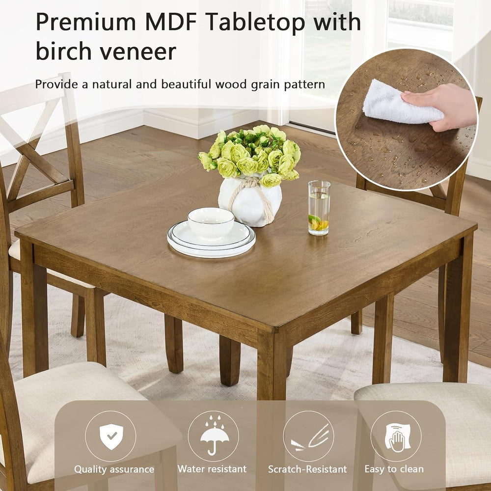 LUMISOL 5-Piece Dining Table Set for 4, Farmhouse Kitchen Table Set with 4 Up...