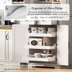 71" Tall Kitchen Pantry Cabinet with 3 Pull Out Cabinet Organizers, Farmhouse Pantry Storage with 6 Door Shelves, 2 Drawers, Freestanding Cupboard for Kitchen, Dining Room White