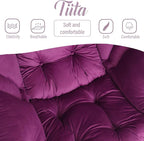 Tiita Lazy Chair with Ottoman, Modern Large Accent Lounge Armchair, Comfy Leisure Sofa Reading Chair with Footrest for Bedroom, Living Room, Dorm Rooms, Garden and Courtyard, Velvet Dark Purple