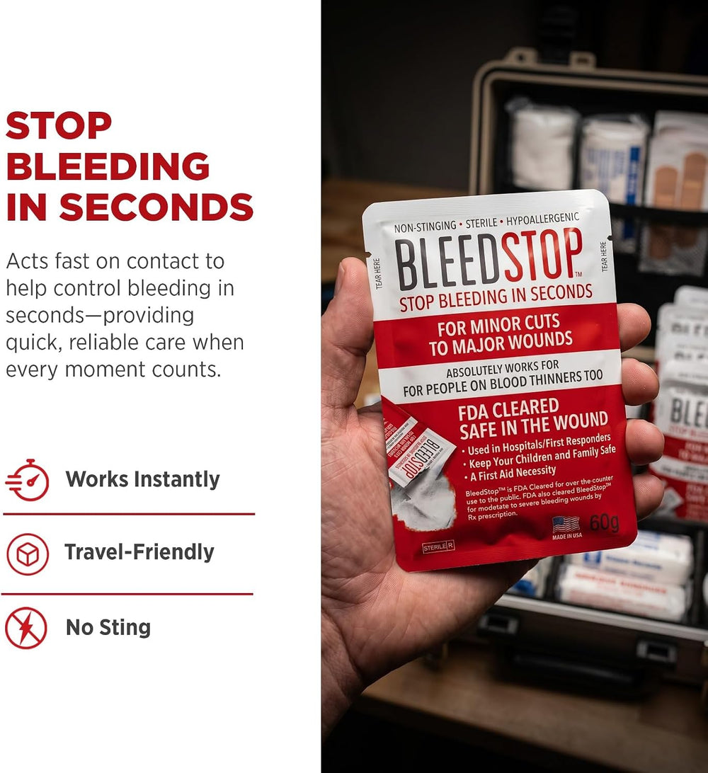 BleedStop First Aid Bleeding Control Powder – Rapid Blood Clotting for Seriou...